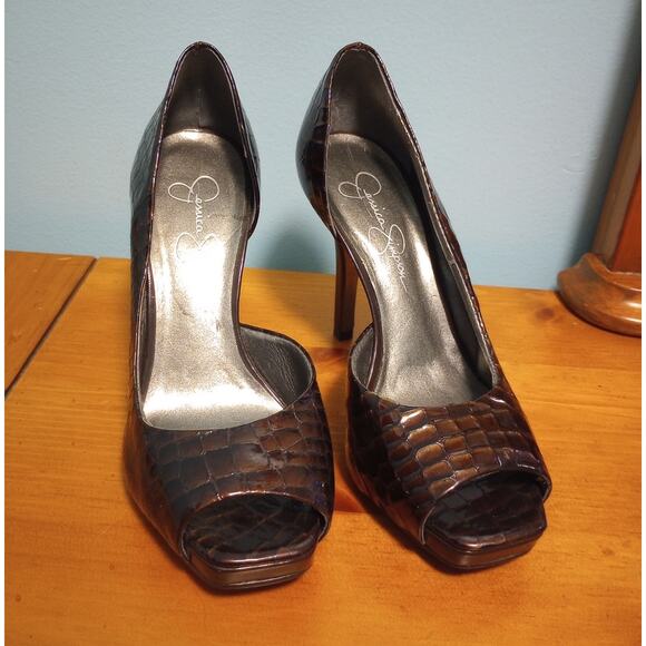 Jessica Simpson‎ size 5B Open Toe High Heels - Picture 2 of 5